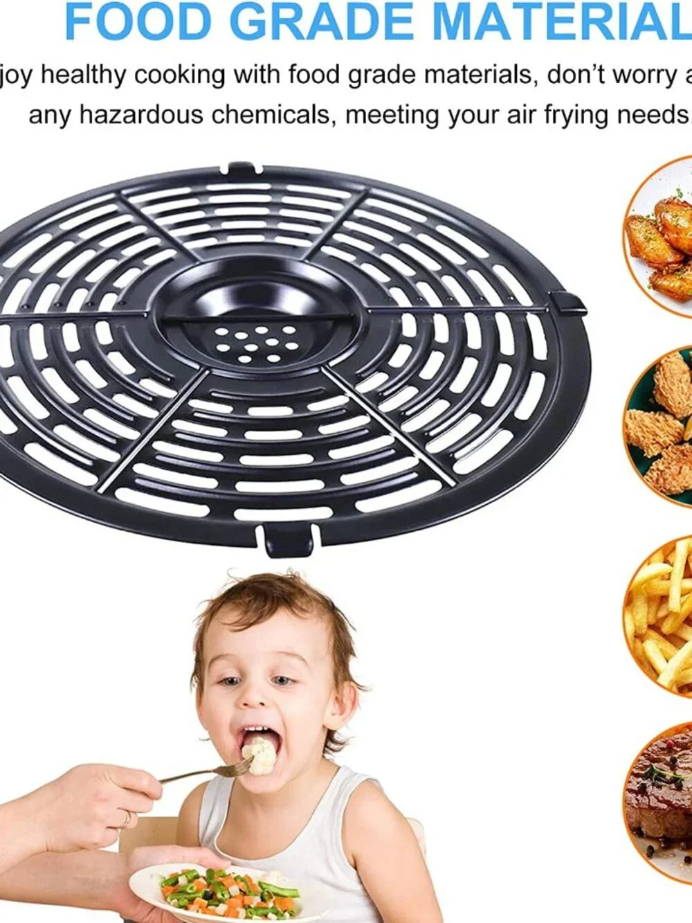 Air Fryer Grill Pan for Power XL 5QT Air fryer, 8.7'' 5QT Round Non-Stick Replac